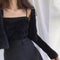 Two-Piece Camisole Knitted Vest with Long Sleeve Cropped Cardigan
